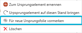 Option Für neue Ursprungsfolie vormerken unter Erweitert für verlinkte Kopie