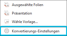 Option Konvertierungs-Einstellungen