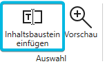 Button Inhaltsbaustein einfügen in der Bibliothek