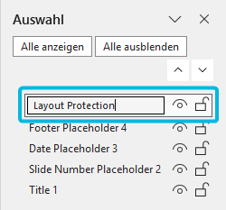Auswahlbereich mit Form für Layout-Schutz