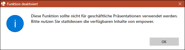 Dialogfenster für deaktivierte Platzhalter-Funktion