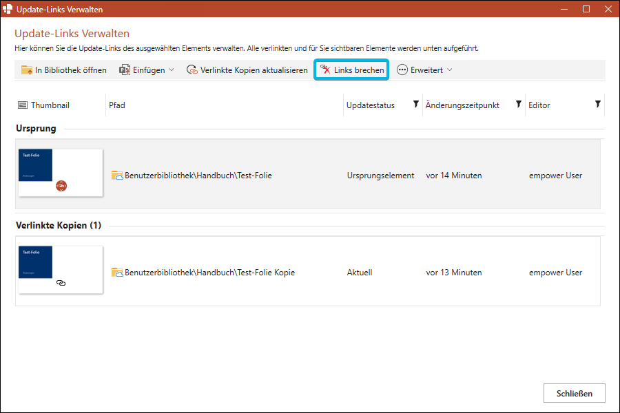 Option Links brechen