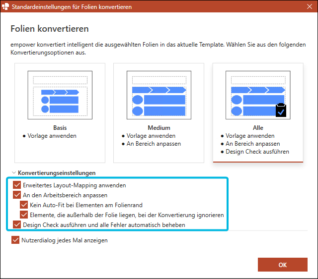 Konvertierungsoptionen