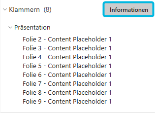 Button Informationen für Klammer-Fehler
