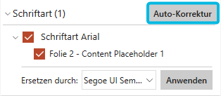 Button Auto-Korrektur