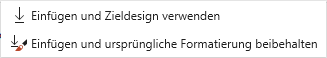 Drop-Down-Menü für den Button Einfügen