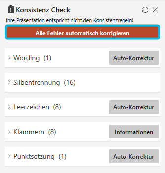 Button Alle Fehler automatisch korrigieren