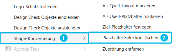 Option Platzhalter Selektion löschen