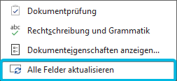 Option Alle Felder aktualisieren