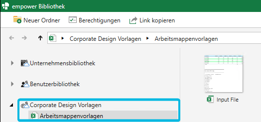 Bereich Arbeitsmappenvorlagen