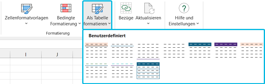 Button Als Tabelle formatieren