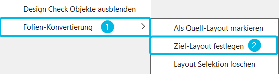 Option Folien-Konvertierung und Ziel-Layout festlegen