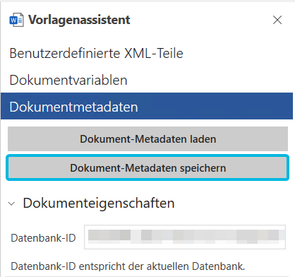 Button Dokument-Metadaten speichern