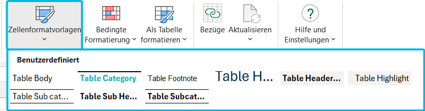 Button Zellformatvorlagen