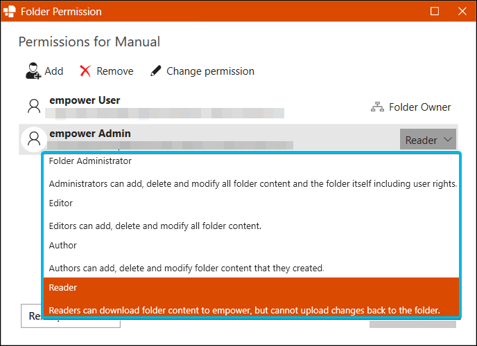 Permission Role Drop-Down Menu