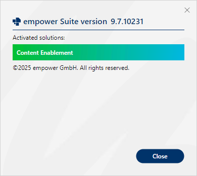 Dialog Box About empower