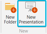 Button New Presentation in Navigation Bar