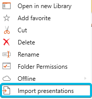 Option Import presentations