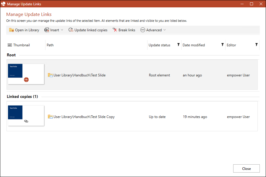 Window Manage Update Links
