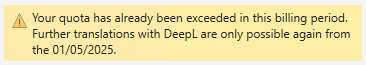 DeepL Limit Exceeded