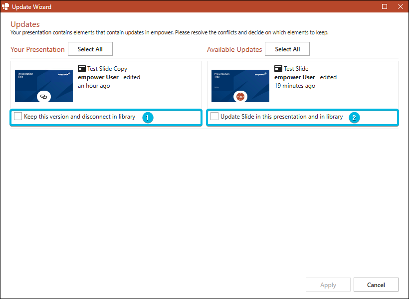 Options for Updated Slides
