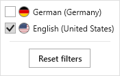 Drop-Down Menu for Language Filters