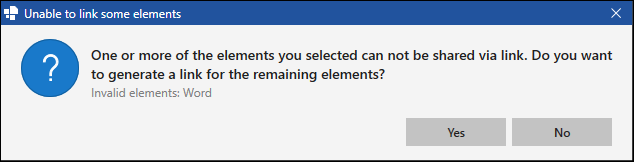 Dialog Box for Invalid Elements