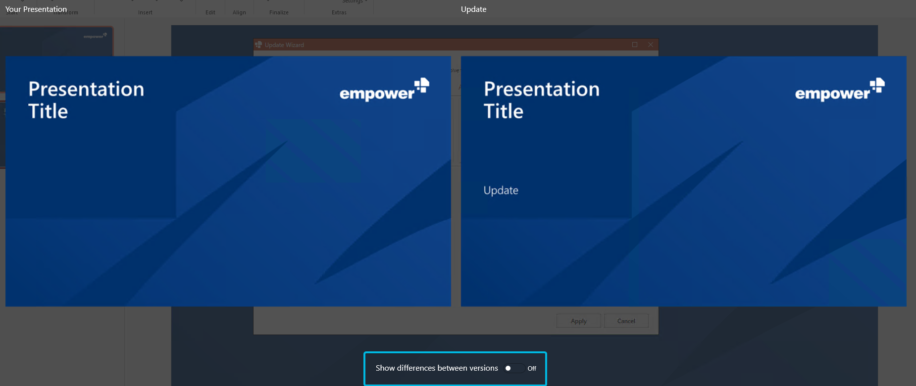 Toggle Button Show differences between versions