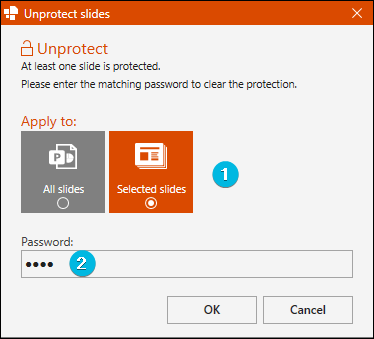 Dialog Box Unprotect Slides