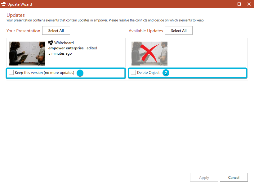 Options for Deleted Object
