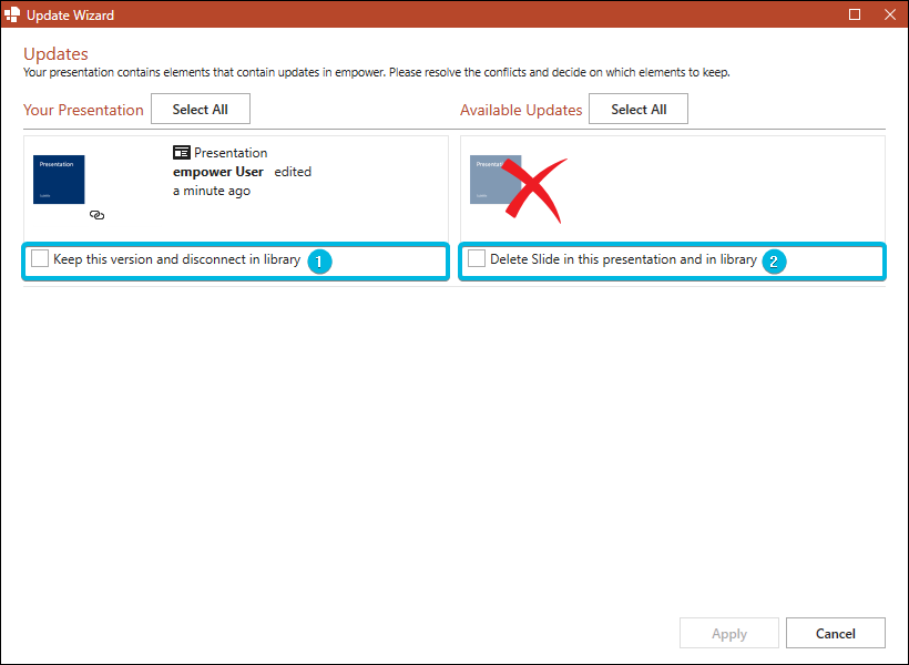 Options for Deleted Slides