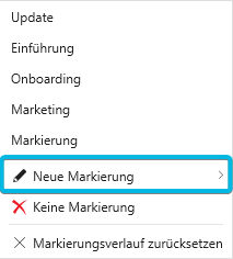 Option Neue Markierung