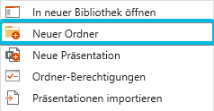 Option Neuer Ordner im Kontextmenü