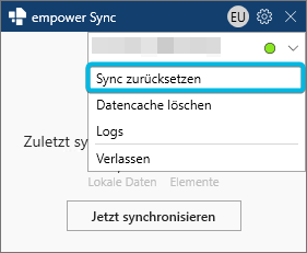 Option Sync zurücksetzen