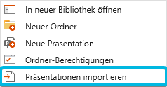 Option Präsentationen importieren
