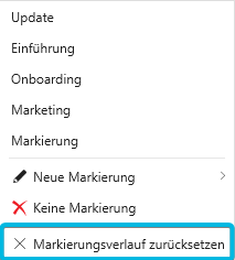 Option Markierungsverlauf zurücksetzen