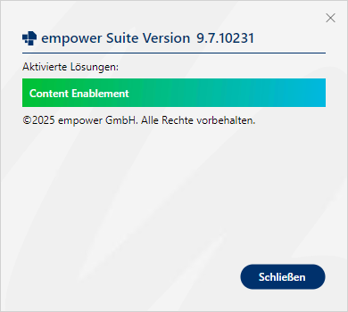 Dialogfenster Über empower