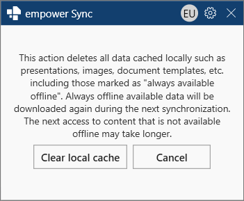 Message for Clear local cache