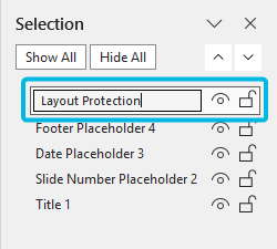 Selection Pane with Layout Protection Shape
