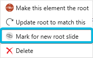 Option Mark for new root slide under Advanced for Linked Copy