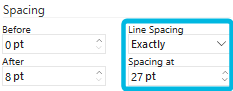Drop-Down Menu for Line Spacing and Input Field Spacing at