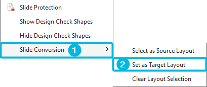 Option Slide Conversion and Set as Target Layout