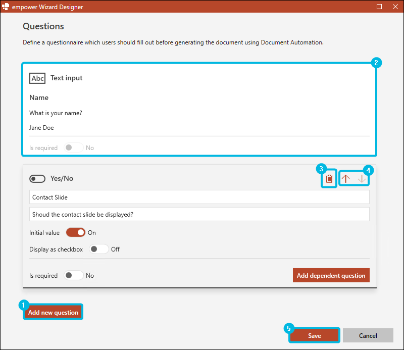General Options in Wizard Designer