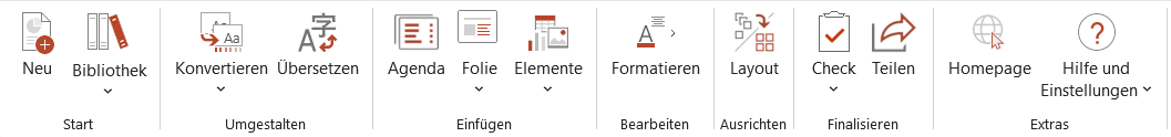 Vereinfachtes Ribbon in PowerPoint
