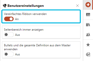Option Vereinfachtes Ribbon verwenden