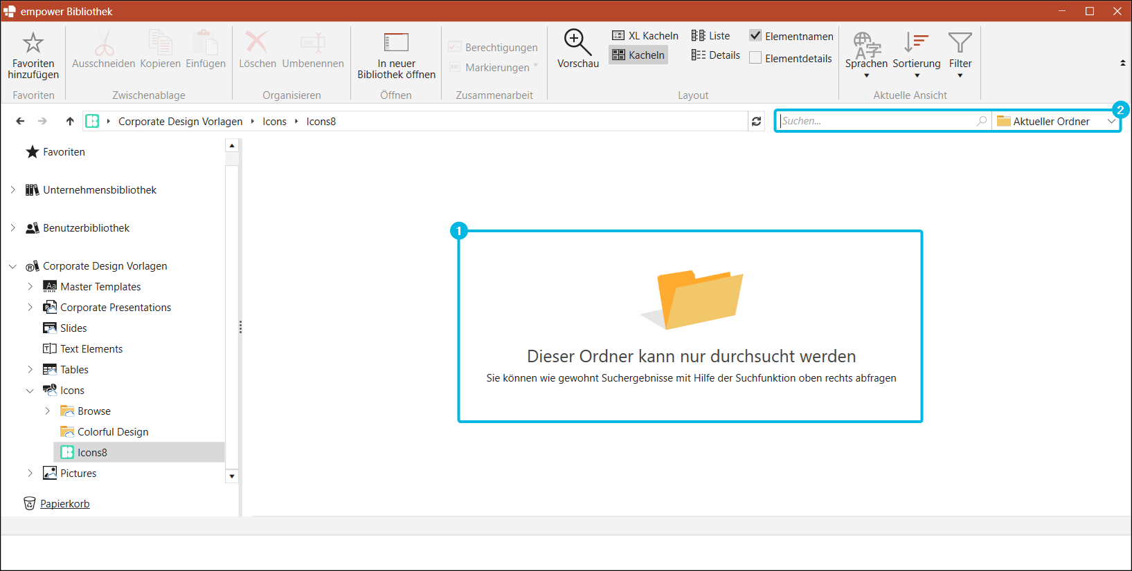Integrationsordner durchsuchen
