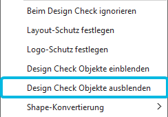 Option Design Check Objekte ausblenden