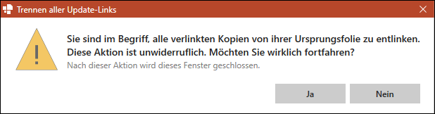 Dialogfenster beim Brechen von Links