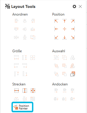 Button Position Painter in Seitenbereich der Layout Tools