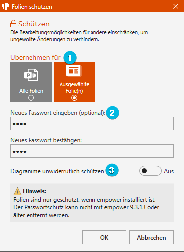 Optionen für den Folienschutz